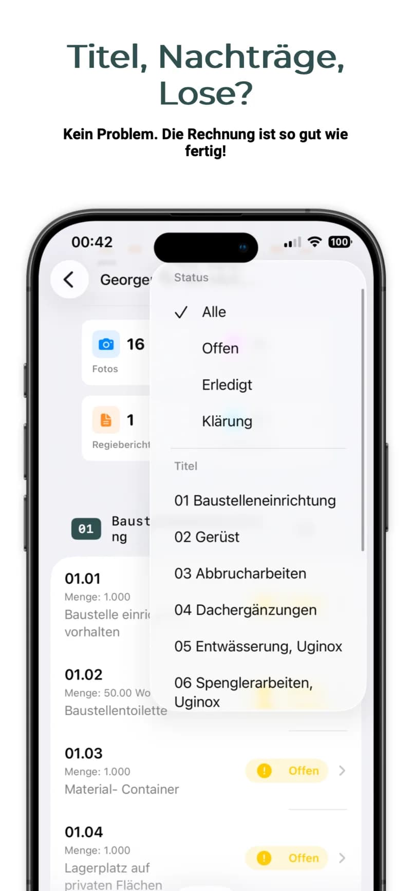 PixService — Titel, Nachträge und Filter