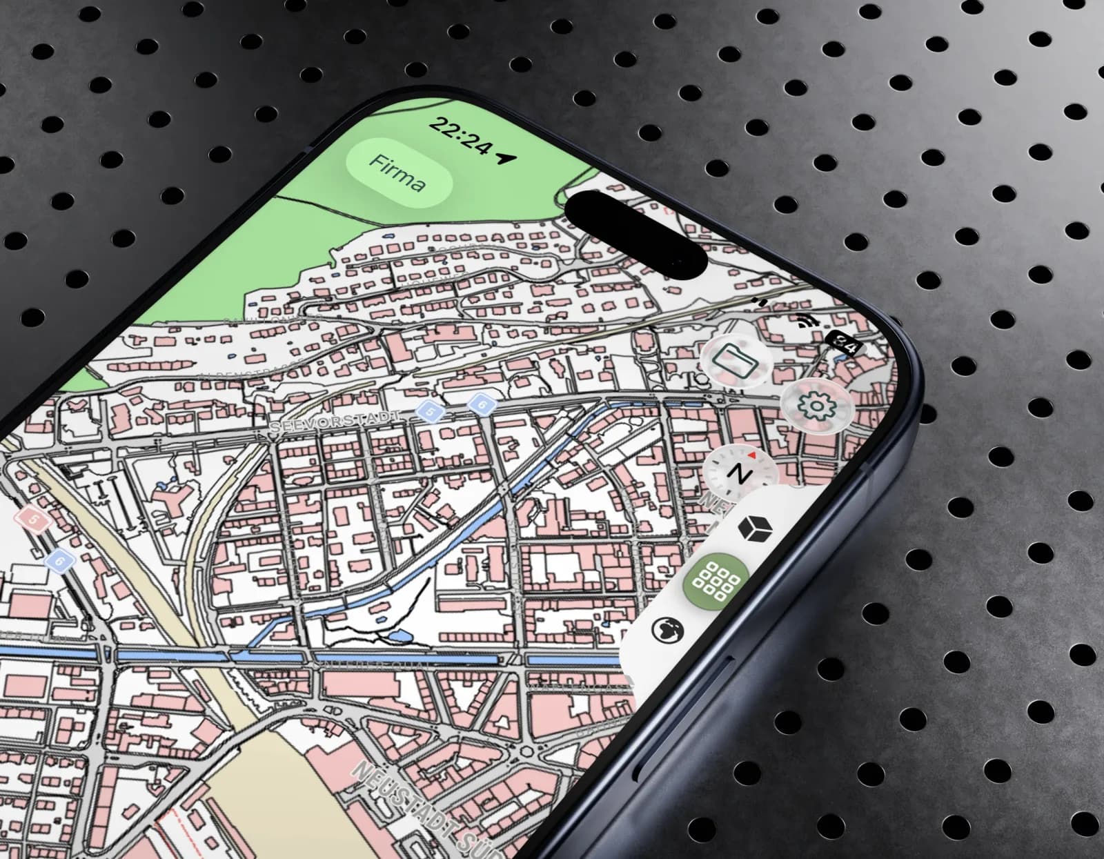 PixAtlas App: Katasterkarte mit Grundstücksgrenzen und Gebäudekarte