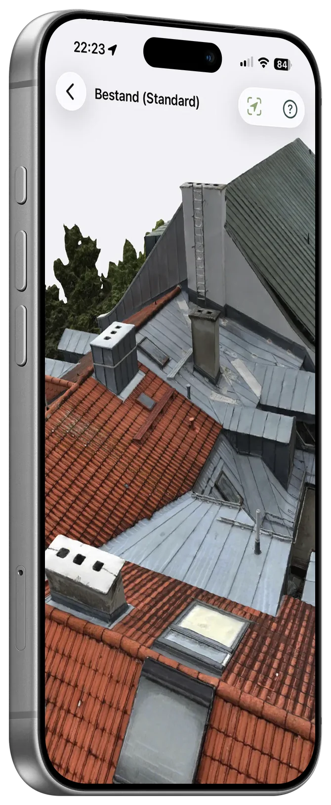 PixAtlas App: photorealistisches 3D-Modell eines Daches